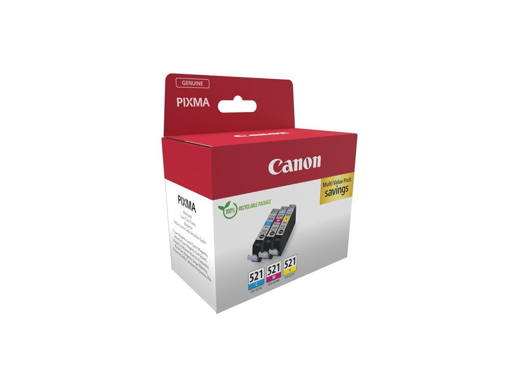 Ink-jet canon pixma cli-521 multipack de 3 unidades amarillo/cian/magenta 500 paginas