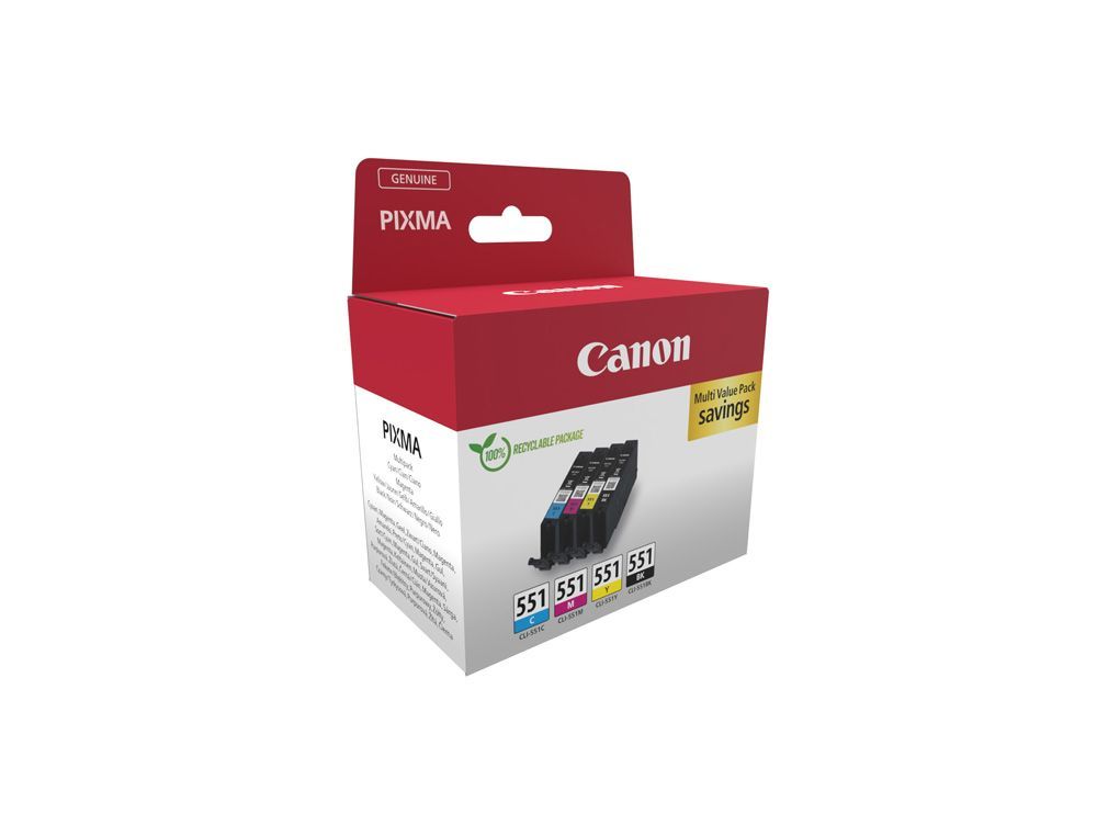 Ink-jet canon pixma cli-551 multipack 4 unidades negro/amarillo/cian/magenta