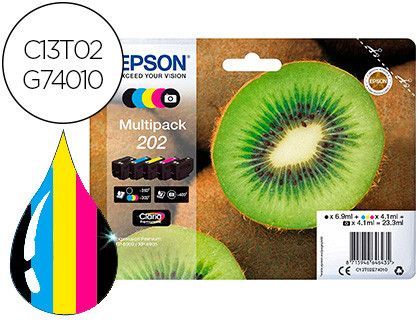 Ink-jet epson 202 xl xp-6000 / xp-6005 / xp-6100 / xp-6105 pack 5 negro amarillo cian magenta photo negro 650 pag