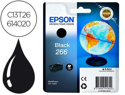 Ink-jet epson 266 wf-100w negro 250 paginas