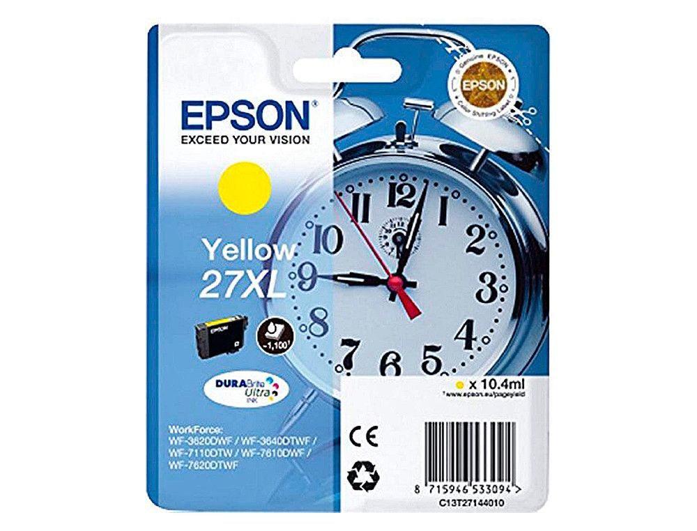 Ink-jet epson 27xl wf 3620 / 7110 / 7610 / 7620 amarillo 1.100 pag