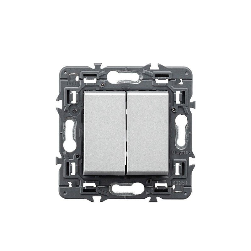 Interruptor doble Valena Next 1P 10AX Aluminio  Legrand 741344