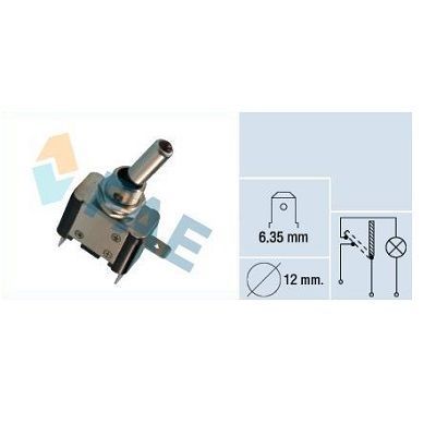 Interruptor Palanca Cromado C/Luz, Terminales,Ø 12Mm On-Off F65810 FAE