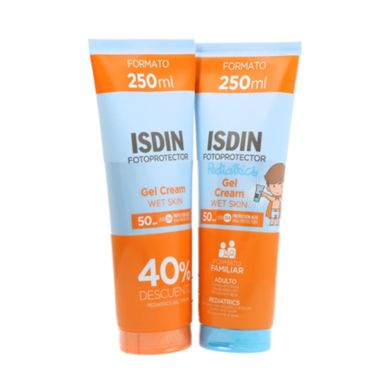 ISDIN Pack Gel Cream SPF50 + Pediatrics Gel Cream SPF50 – Protección familiar