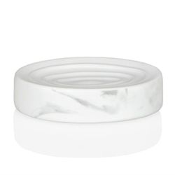 Jabonera de cerámica efecto mármol blanco, 13x9x3cm