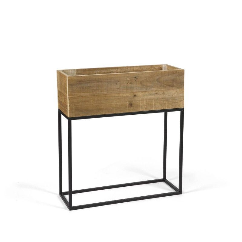 Jardinera de Madera y Metal, 55x21x60,5 cm
