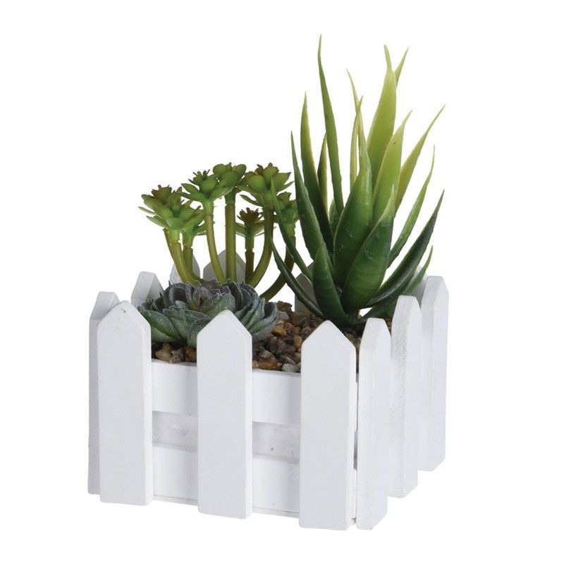 Jardinera Madera Planta Artif.10X10X15Cm