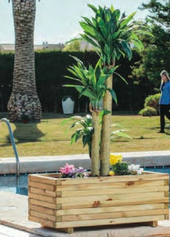 Jardinera rectangular de madera de pino Dora