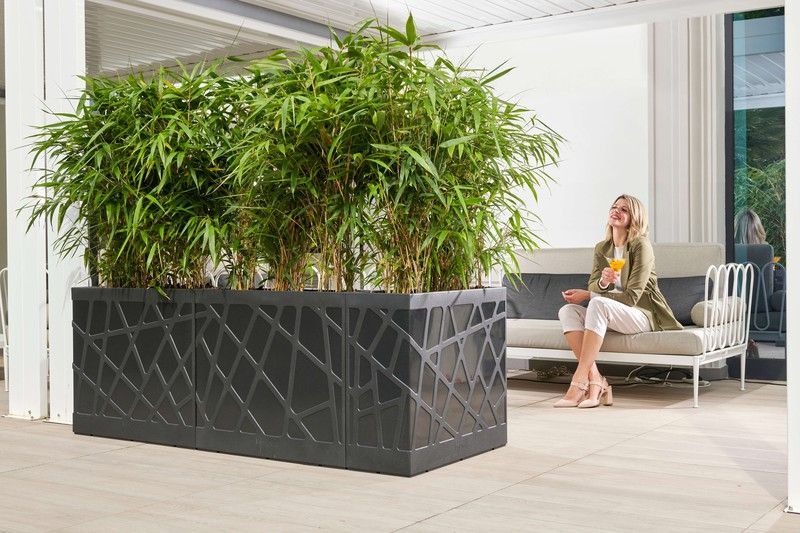 Jardinera resina rectangular alta flowebox 80x30 cm