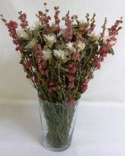 Jarrón Carthamus y Delfinium seco