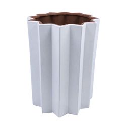 Jarrón de cerámica blanco, Ø23x30cm | Plissé Stone