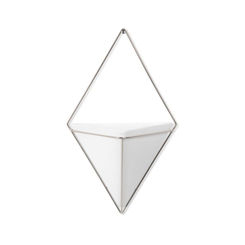 Jarrón de cerámica blanco y plateado | Trigg Large