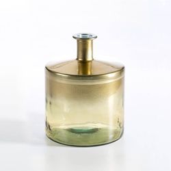 Jarrón de Cristal Dorado, Ø21x26cm