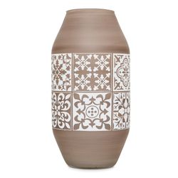 Jarrón de cristal marrón y blanco, 37x17 cm