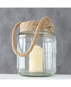 Jarrón De Cristal "Viseo" Con Cuerda Diámetro  20 X H25Cm.