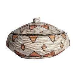 Jarrón Zirba de ratán en blanco, 60 x 60 x 40 cm