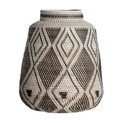 Jarrón Zirba de ratán en natural, 38 x 38 x 35 cm