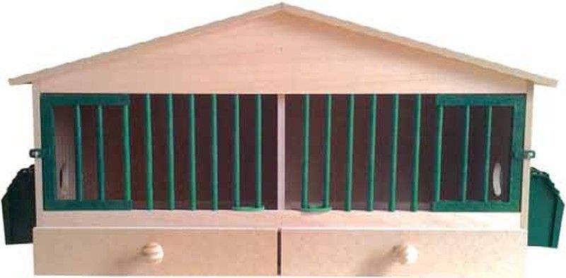 Jaula de madera de 2 dptos. para cinegética