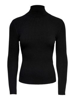 Jersey canalé de cuello alto Only Black
