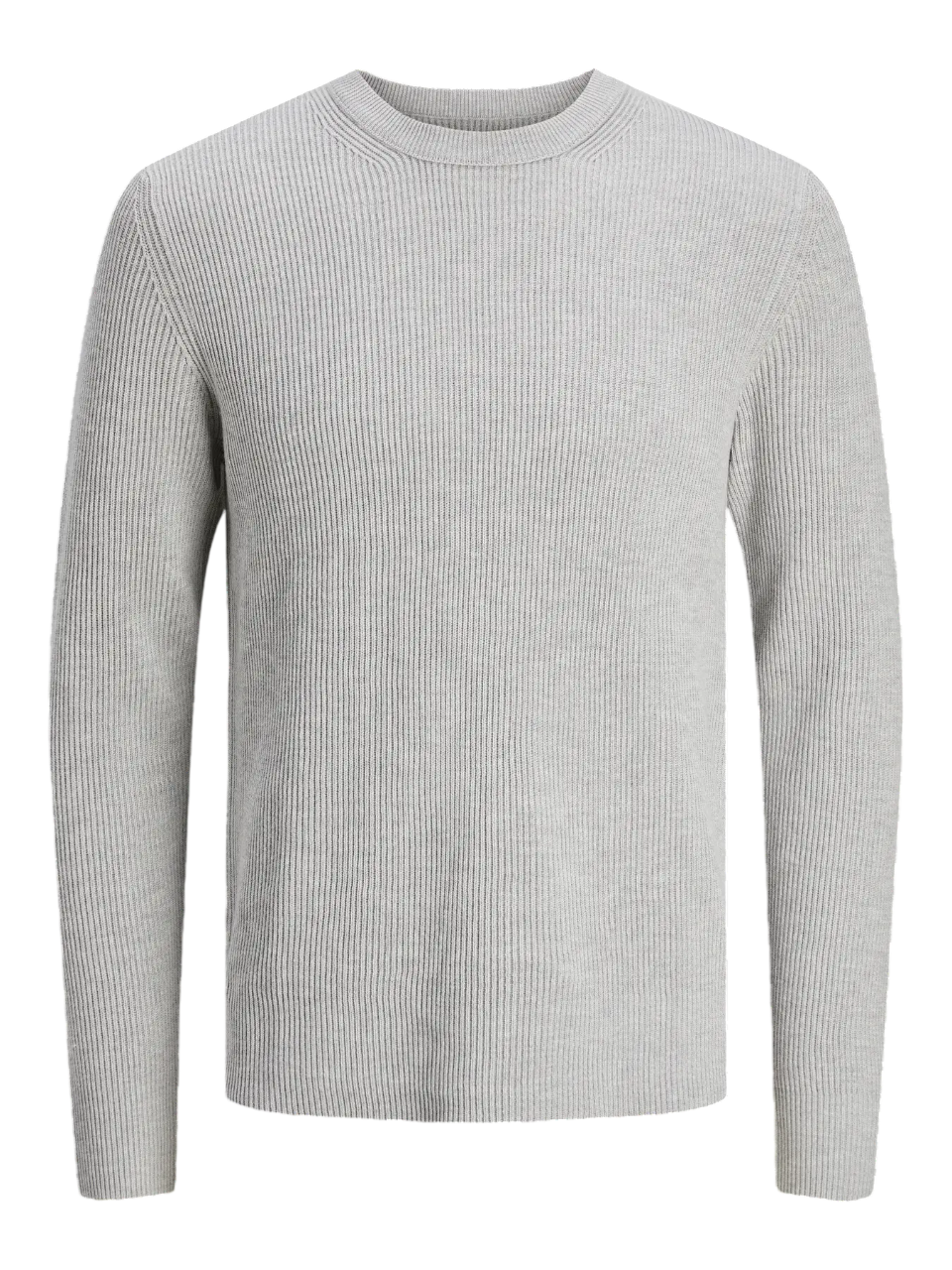 Jersey canalé de cuello redondo Jack & Jones Light Grey Mela