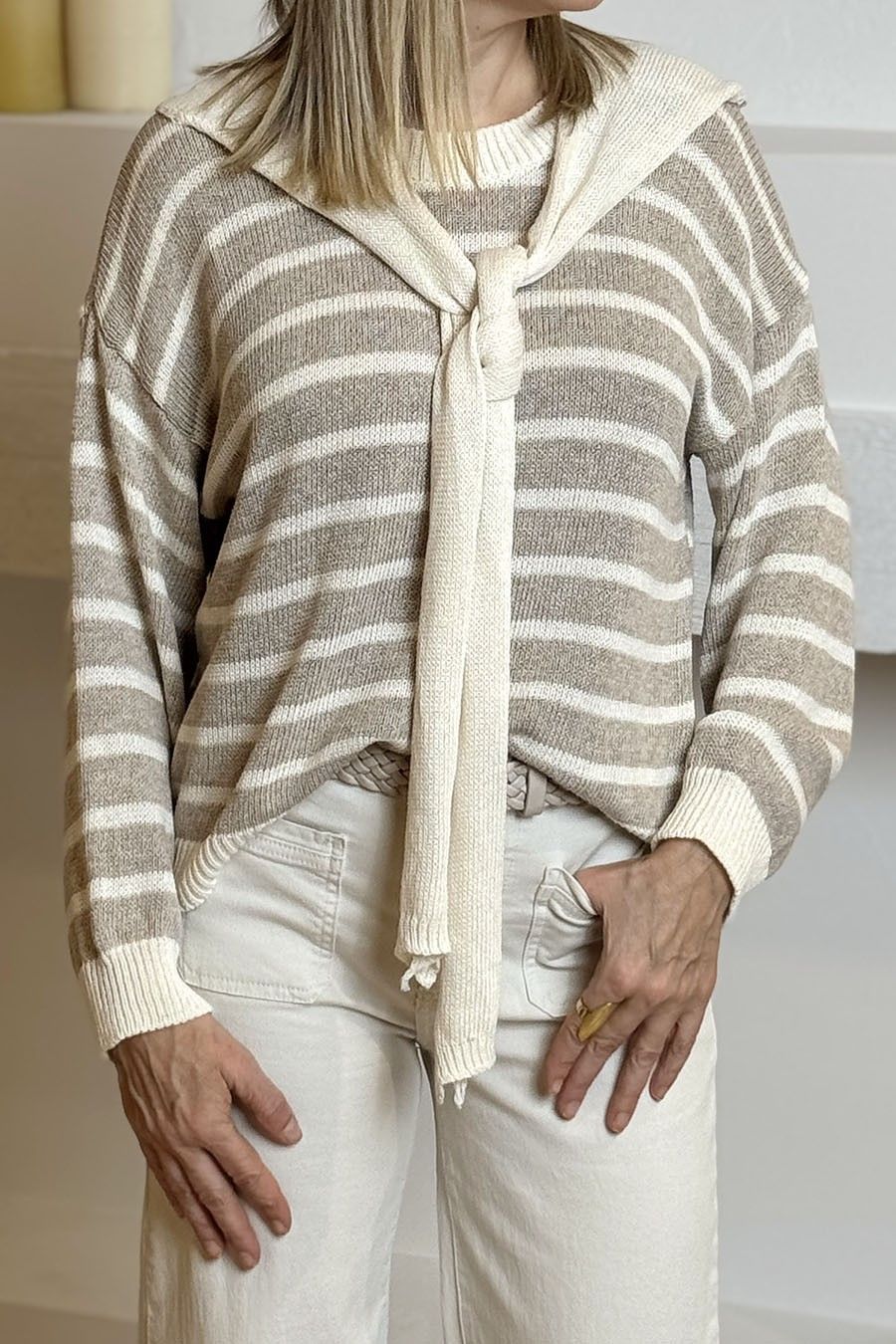 Jersey con capa crudo-tostado