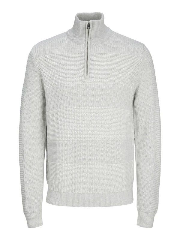 Jersey con cremallera 1/4 rayas relieve Jack & Jones Cool Grey