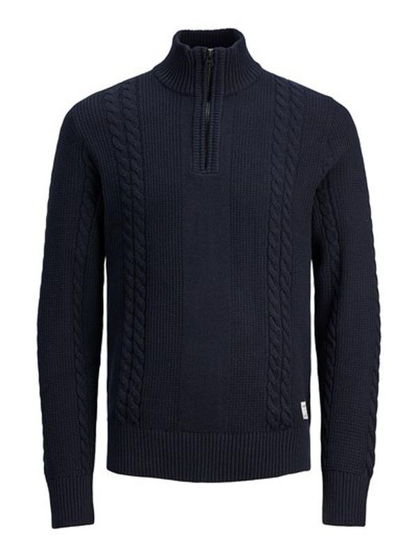 Jersey con cremallera 1/4 trenzado Jack & Jones Navy Blazer