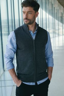 Jersey con cremallera sin mangas hombre