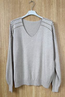 Jersey con tachuelas Berta beige