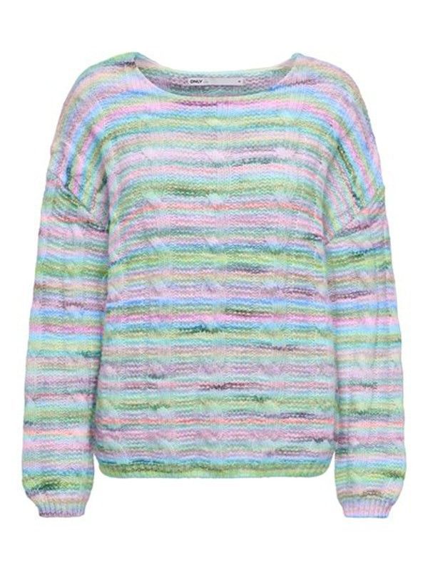 Jersey con trenzas jaspeado multicolor Only Cashmere Blue