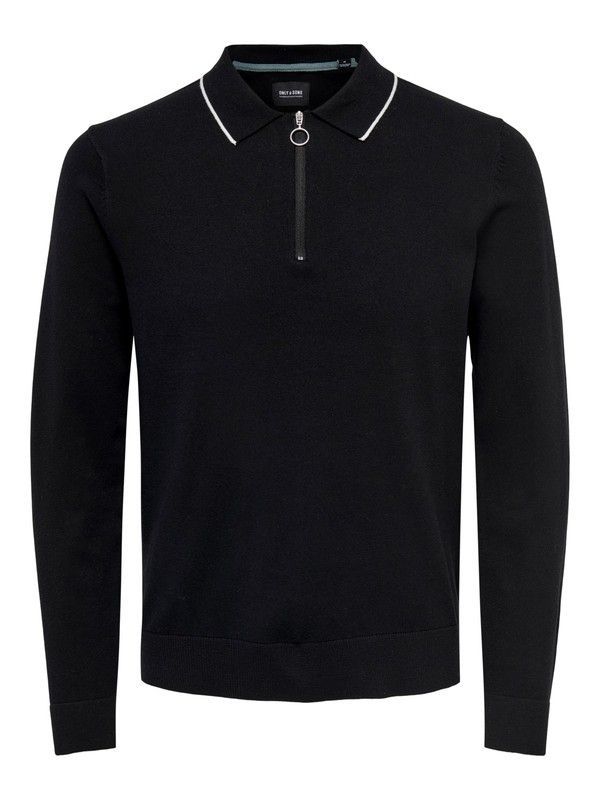 Jersey cuello polo ribeteado Only & Sons Black