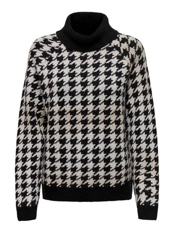 Jersey de cuello alto estampado pata de gallo Only Black