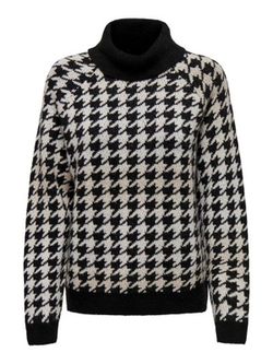 Jersey de cuello alto estampado pata de gallo Only Black