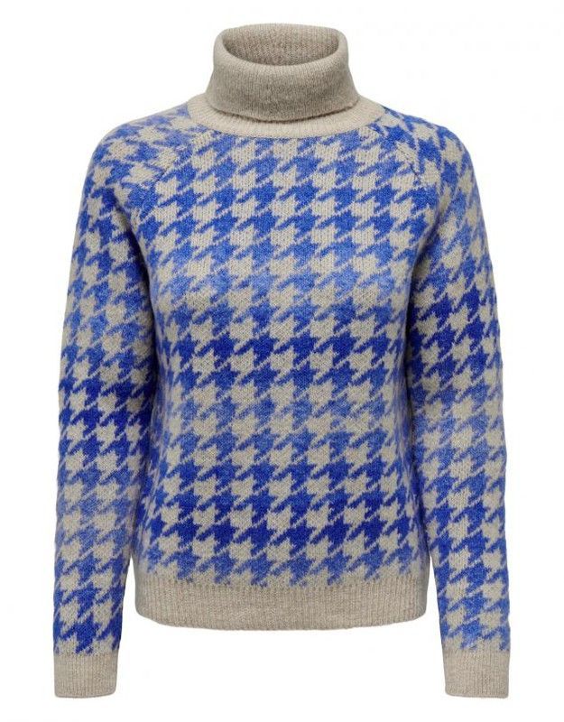 Jersey de cuello alto estampado pata de gallo Only Pumice Stone