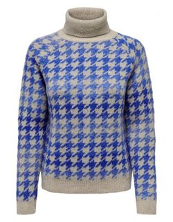 Jersey de cuello alto estampado pata de gallo Only Pumice Stone