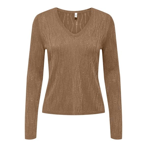 Jersey de cuello pico efecto lurex Only Toasted Coconut