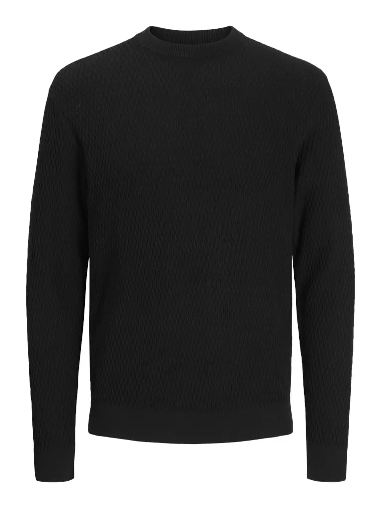 Jersey de cuello redondo con microrombos Jack & Jones Black