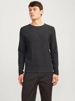 Jersey de cuello redondo con punto ondulado Jack & Jones Dark Grey