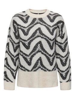 Jersey de cuello redondo con rayas irregulares Only Cloud Dancer