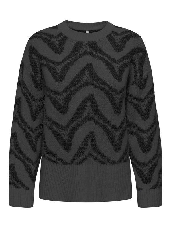 Jersey de cuello redondo con rayas irregulares Only Dark Grey Mela