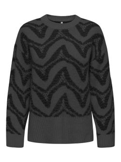 Jersey de cuello redondo con rayas irregulares Only Dark Grey Mela