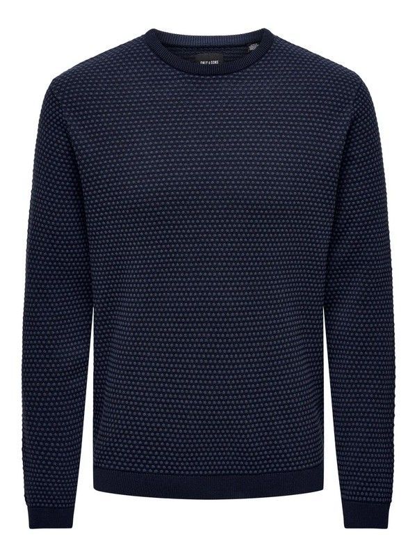 Jersey de cuello redondo con topos pequeños monocolor Only & Sons Navy Blazer