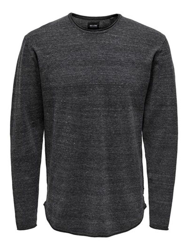 Jersey de cuello redondo jaspeado Only & Sons Black