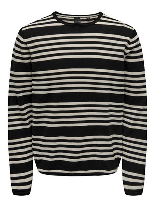 Jersey de cuello redondo multirayas Only & Sons Black
