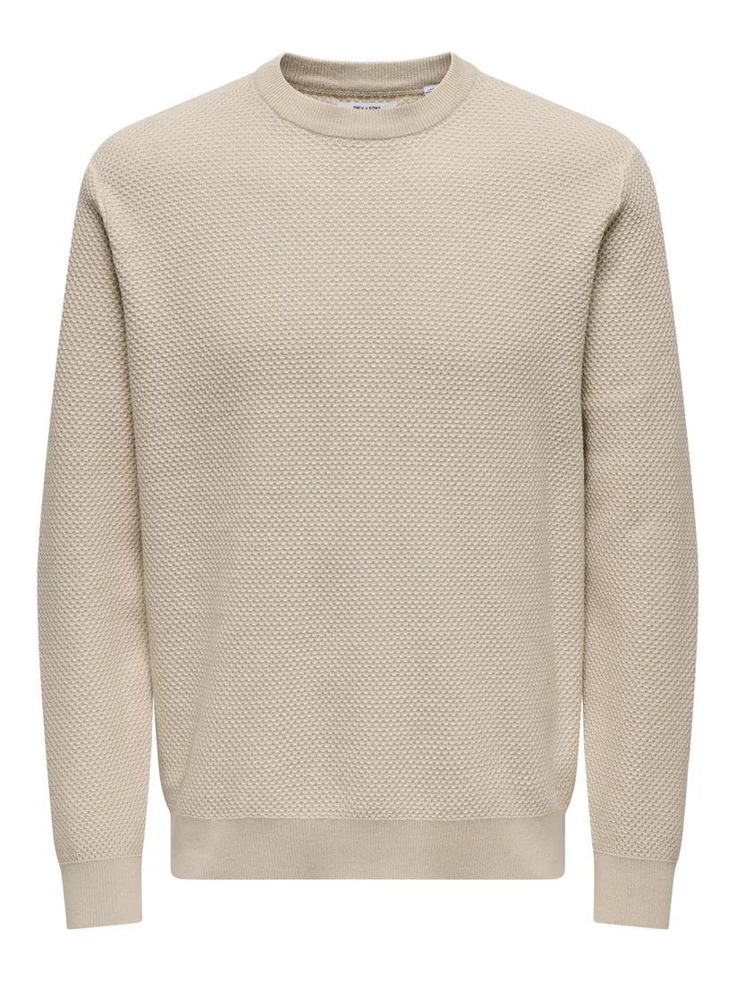 Jersey de cuello redondo punto hexagonal Only & Sons Silver Lining