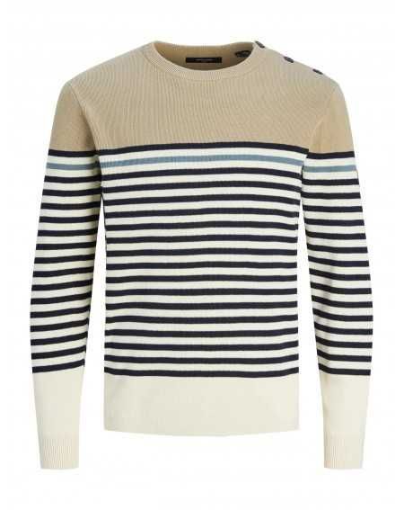 Jersey de cuello redondo rayas marineras Jack & Jones Buttercream
