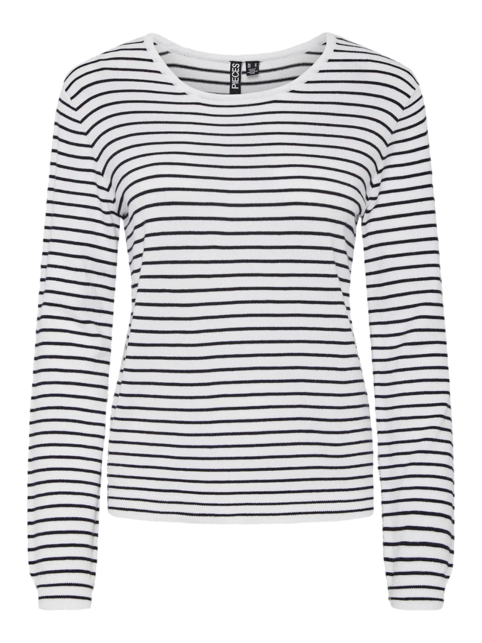 Jersey de cuello redondo rayas Pieces Cloud Dancer