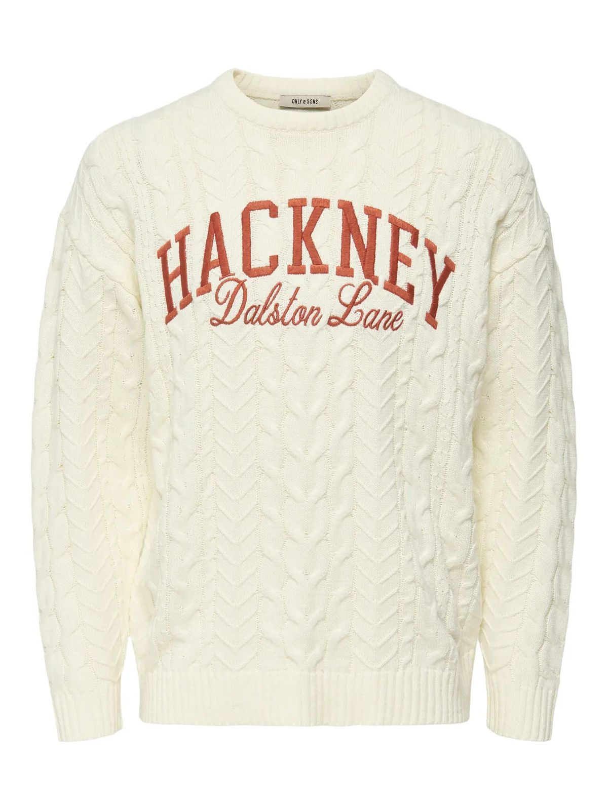 Jersey de cuello redondo trenzas Only & Sons Egret