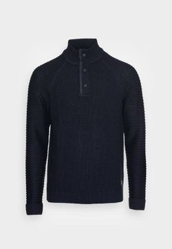 Jersey de punto granulado con cuello 3 botones Jack & Jones Navy Blazer