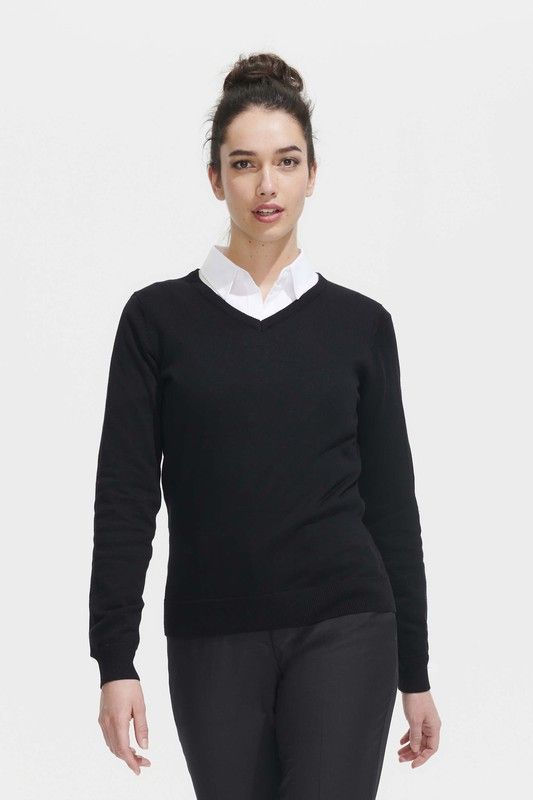 Jersey de punto mujer cuello pico